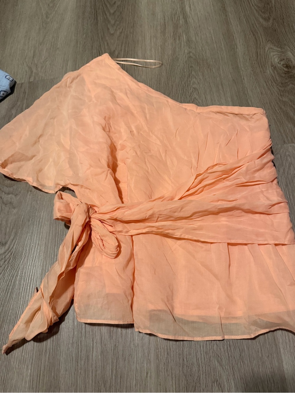 1. State One-Shoulder Peach Tie-Waist Top